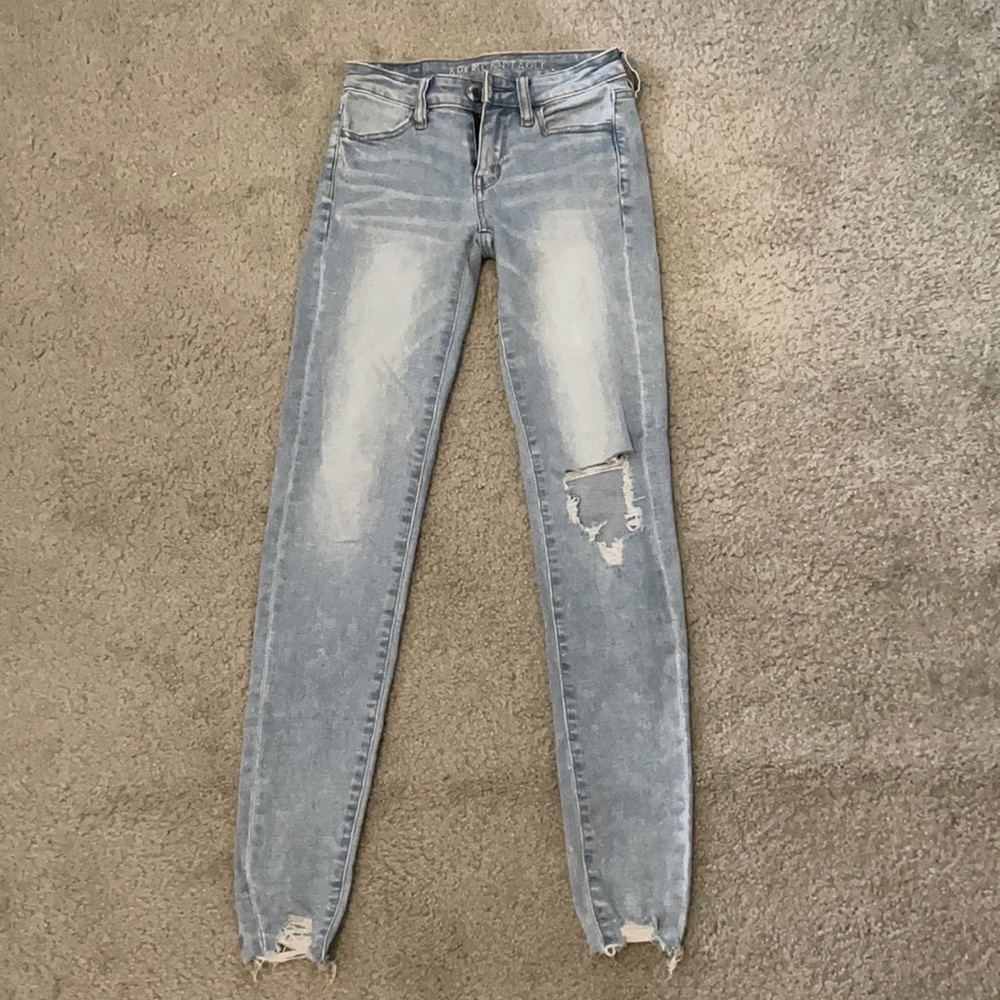 American Eagle super stretch skinny jeans, size 00 LONG.